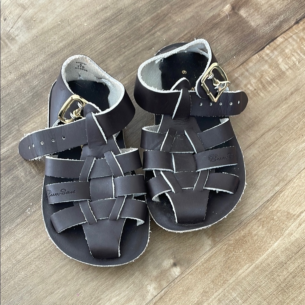 Brown Leather Kids Sandals Sun San